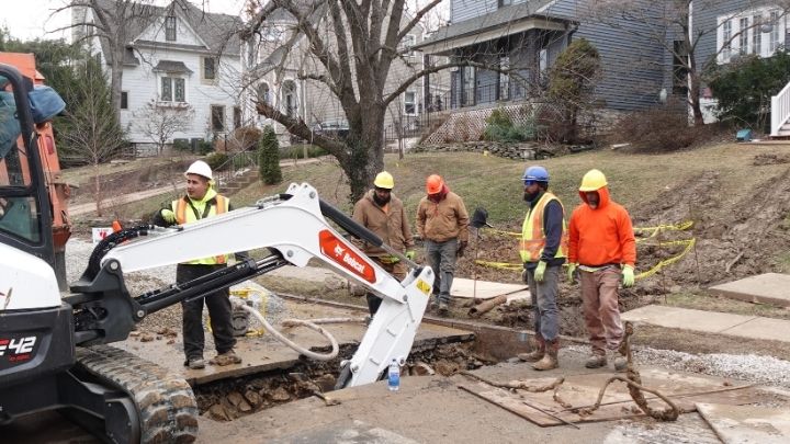Crew Works on Clifton Park Main Break